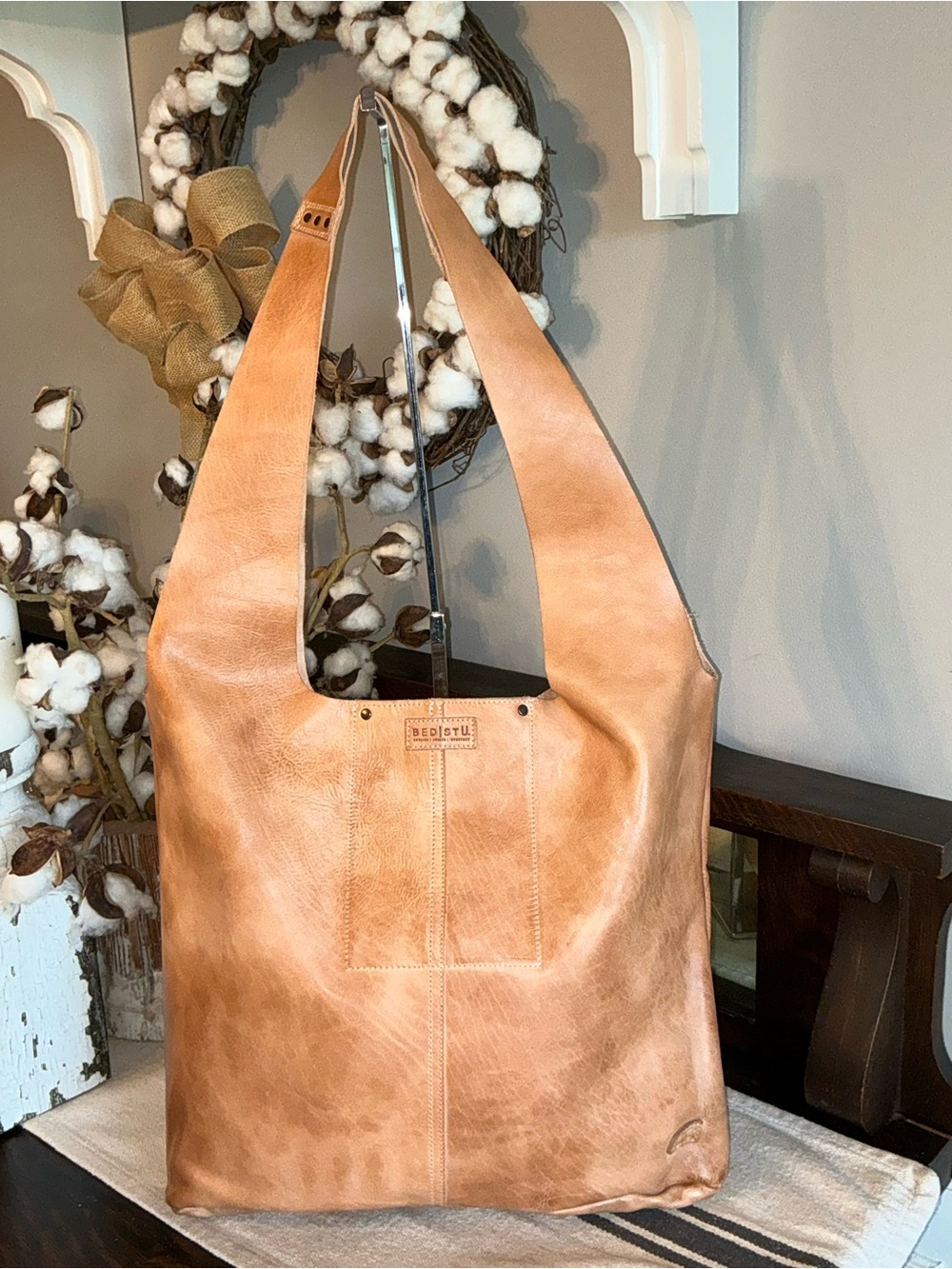 NWT Bed Stu Leather Ariel Max Hobo Shoulder Bag Oats DD Dip Dyed Retail $248